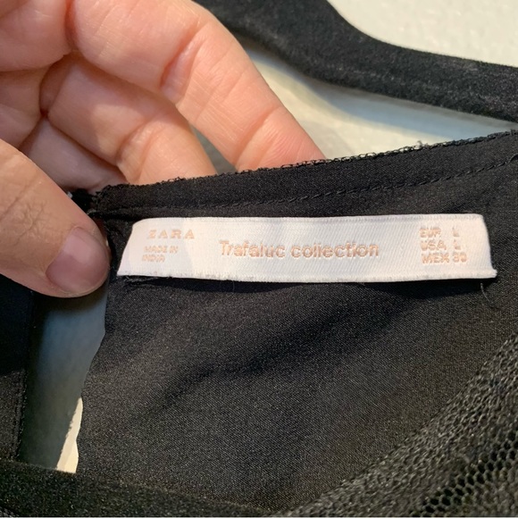 ZARA | Trafaluc Collection Black and Red Floral Embroidered Dress - Picture 9 of 14